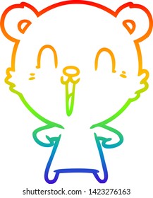 rainbow gradient line drawing of a happy cartoon polar bear