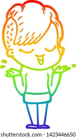 dibujo de una alegre niña de dibujos en gradiente de arco iris