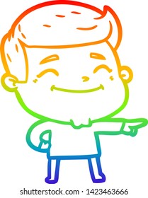 Regenbogen-Farbverlauf-Zeichnung eines glücklichen Cartoon-Mannes