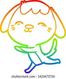 rainbow gradient line drawing of a happy cartoon dog