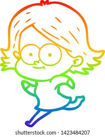 dibujo de una alegre niña de dibujos en gradiente de arco iris