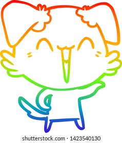 Regenbogen-Farbverlauf-Zeichnung eines glücklichen kleinen Hundekartoons