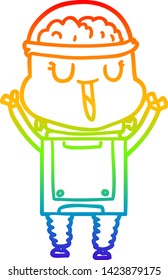 Regenbogengradientenzeichnung eines glücklichen Cartoon-Roboters