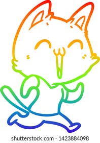 Regenbogengradientenzeichnung einer glücklichen Cartoon Katze