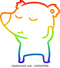 rainbow gradient line drawing of a happy cartoon polar bear