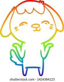 rainbow gradient line drawing of a happy cartoon dog
