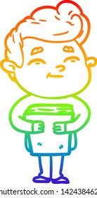 rainbow gradient line drawing of a happy cartoon man