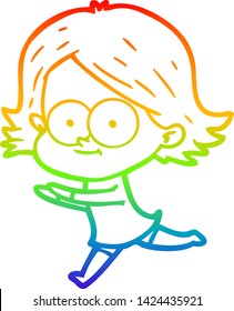 dibujo de una alegre niña de dibujos en gradiente de arco iris
