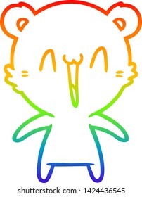 rainbow gradient line drawing of a happy polar bear cartoon
