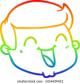 Regenbogen-Farbverlauf-Zeichnung einer glücklichen Cartoon männlichen Gesicht