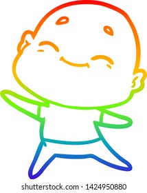 dibujo de una línea de gradiente de arco iris de un hombre calvo de dibujos animados
