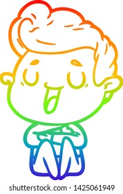rainbow gradient line drawing of a happy cartoon man