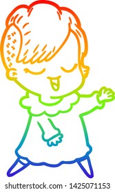dibujo de una alegre niña de dibujos en gradiente de arco iris