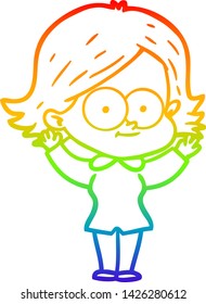 dibujo de una alegre niña de dibujos en gradiente de arco iris