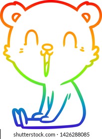 rainbow gradient line drawing of a happy cartoon bear