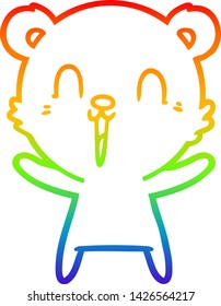 rainbow gradient line drawing of a happy cartoon polar bear
