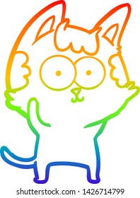 Regenbogengradientenzeichnung einer glücklichen Cartoon Katze
