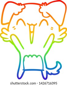 Regenbogen-Farbverlauf-Zeichnung eines glücklichen kleinen Hundekartoons