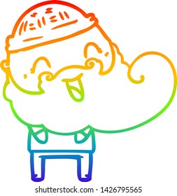 rainbow gradient line drawing of a happy bearded man