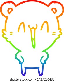 rainbow gradient line drawing of a happy polar bear cartoon