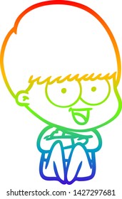 dibujo de una línea de gradiente de arco iris de un niño de caricatura feliz