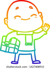 Regenbogengradientenzeichnung eines glücklichen Karikaturenkampfmannes
