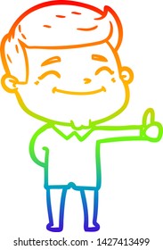 rainbow gradient line drawing of a happy cartoon man