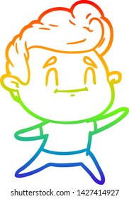 rainbow gradient line drawing of a happy cartoon man