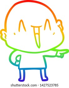 dibujo de una línea de gradiente de arco iris de un hombre calvo de dibujos animados