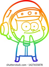 Regenbogengradientenzeichnung eines glücklichen Astronautencartoons