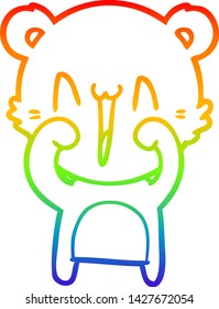 Regenbogengradientenzeichnung eines glücklichen Eisbärenkartoons