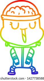 Regenbogengradientenzeichnung eines glücklichen Cartoon-Roboters