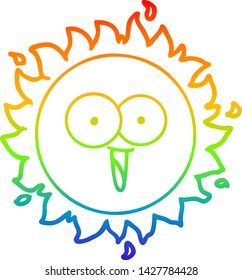 Regenbogen-Farbverlauf-Zeichnung einer glücklichen Cartoon-Sonne