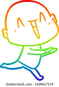 rainbow gradient line drawing of a happy cartoon bald man