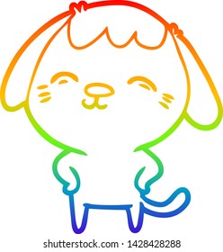 Regenbogengradientenzeichnung eines glücklichen Cartoon-Hundes