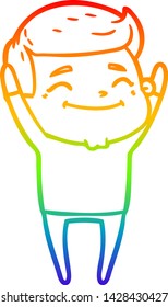 rainbow gradient line drawing of a happy cartoon man