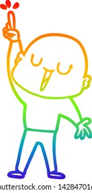 rainbow gradient line drawing of a happy cartoon bald man