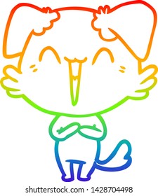 dibujo de una pequeña caricatura de perro con gradiente de arco iris