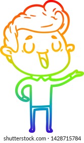 rainbow gradient line drawing of a happy cartoon man