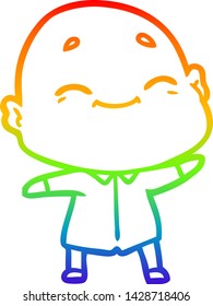 dibujo de una línea de gradiente de arco iris de un hombre calvo de dibujos animados