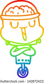rainbow gradient line drawing of a happy cartoon robot