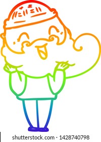 rainbow gradient line drawing of a happy bearded man