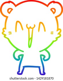 dibujo de la línea de gradiente del arco iris de una caricatura del oso polar feliz