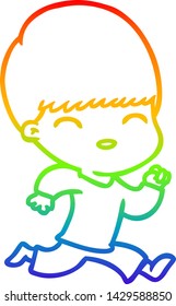dibujo de una línea de gradiente de arco iris de un niño de caricatura feliz