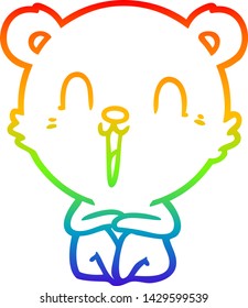 rainbow gradient line drawing of a happy cartoon polar bear