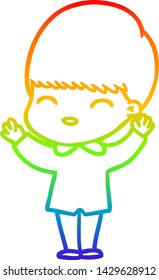 dibujo de una línea de gradiente de arco iris de un niño de caricatura feliz