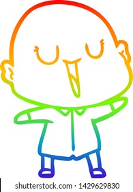 rainbow gradient line drawing of a happy cartoon bald man