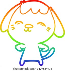 rainbow gradient line drawing of a happy cartoon dog