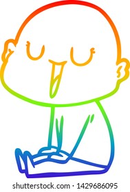 rainbow gradient line drawing of a happy cartoon bald man