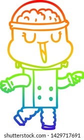 rainbow gradient line drawing of a happy cartoon robot
